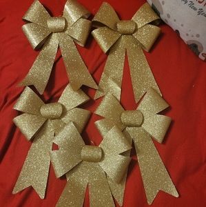 5 Gold & Glitter Christmas Decor Bows